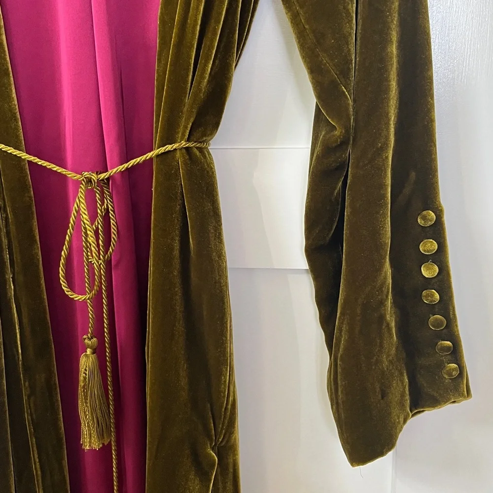 Zara Green Velvet Open Jacket Caftan Formal Dressing XS - Picture 4 of 15